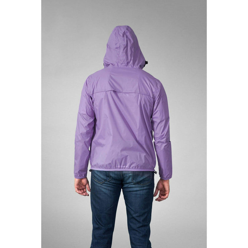 Light purple quarter zip packable rain jacket and windbreaker