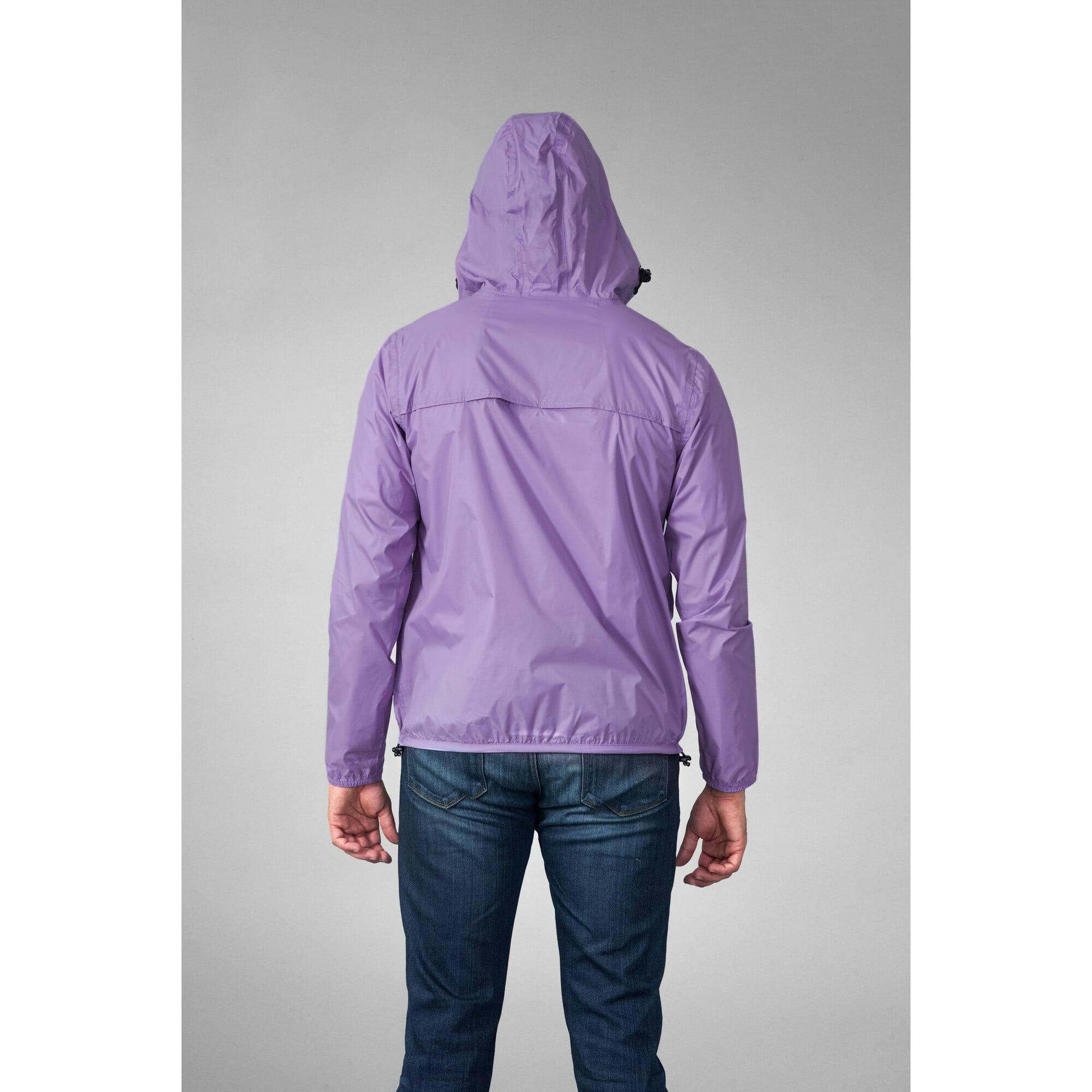 Light purple quarter zip packable rain jacket and windbreaker