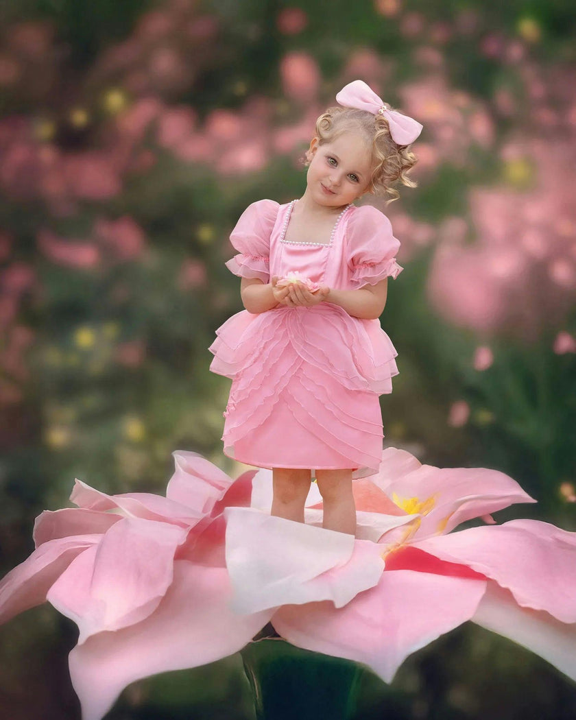 Blush Petal Princess Ruffle Pink Birthday Dress for Girls