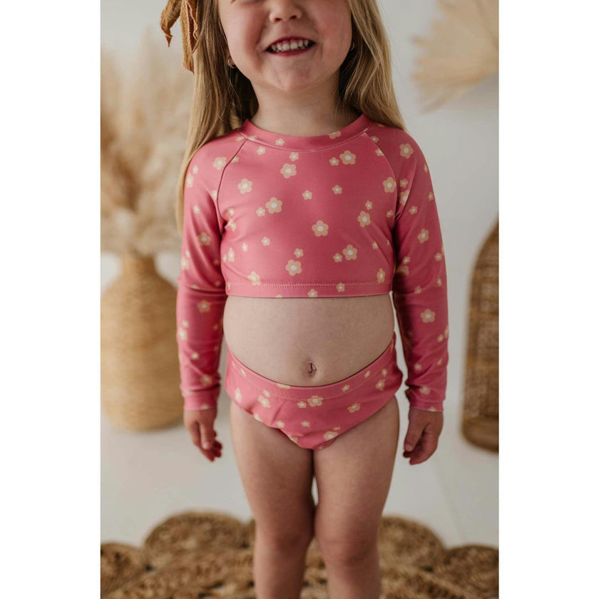 Girl's Two-Piece Crop Swim Set Retro Shades