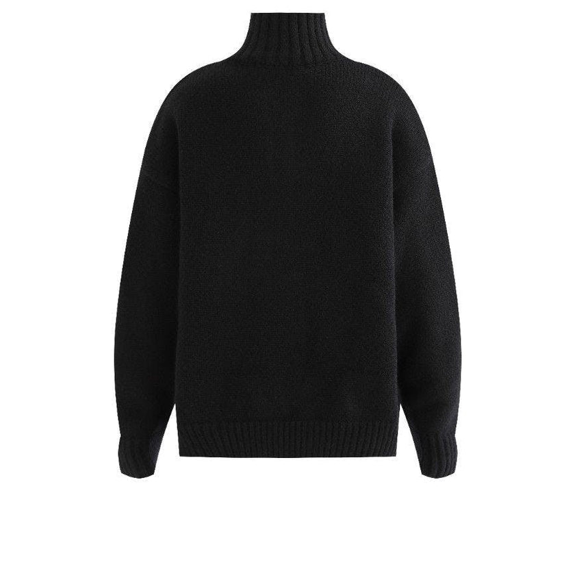 Black Button-Up Ribbed Sweater