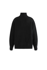 Black Button-Up Ribbed Sweater