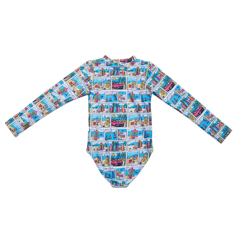 Girls Long Sleeve Swimsuit (Bondi Print)