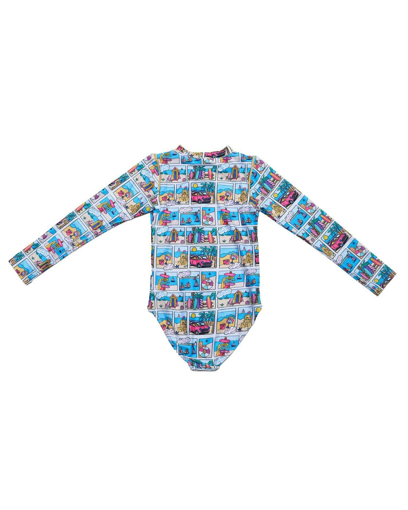 Girls Long Sleeve Swimsuit (Bondi Print)