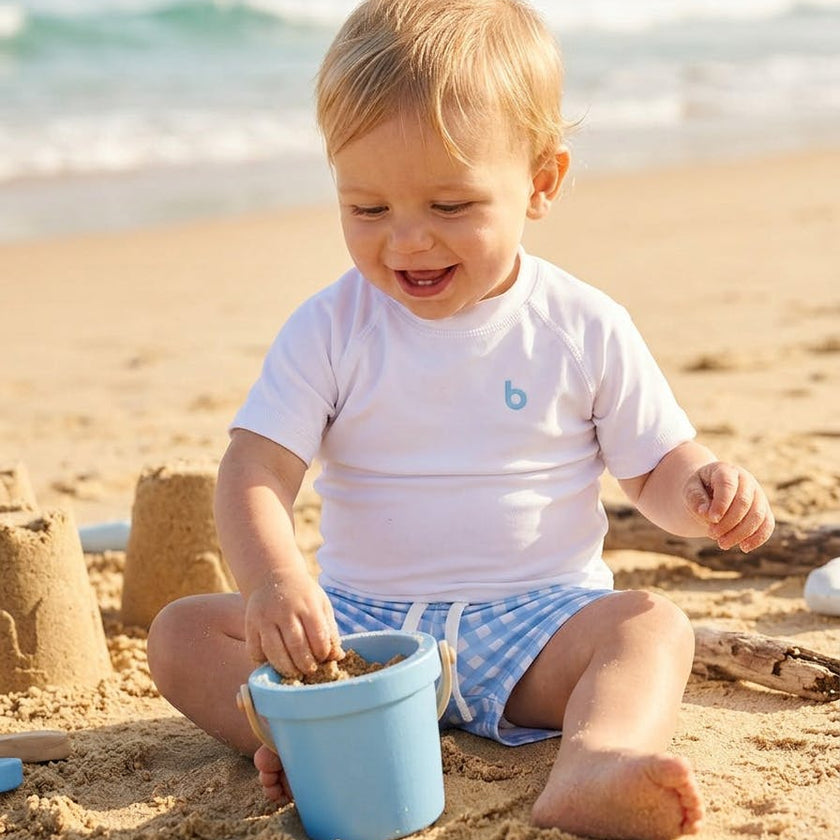 Blue checked Boys Baby Swim  Set