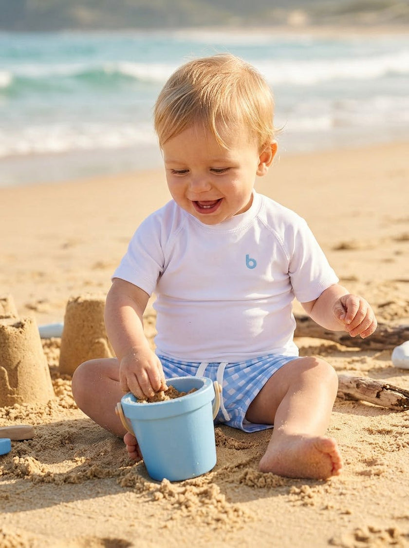 Blue checked Boys Baby Swim  Set