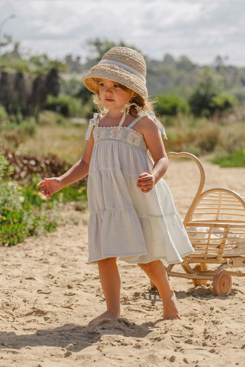 Crochet Dress in Blue Bouquet