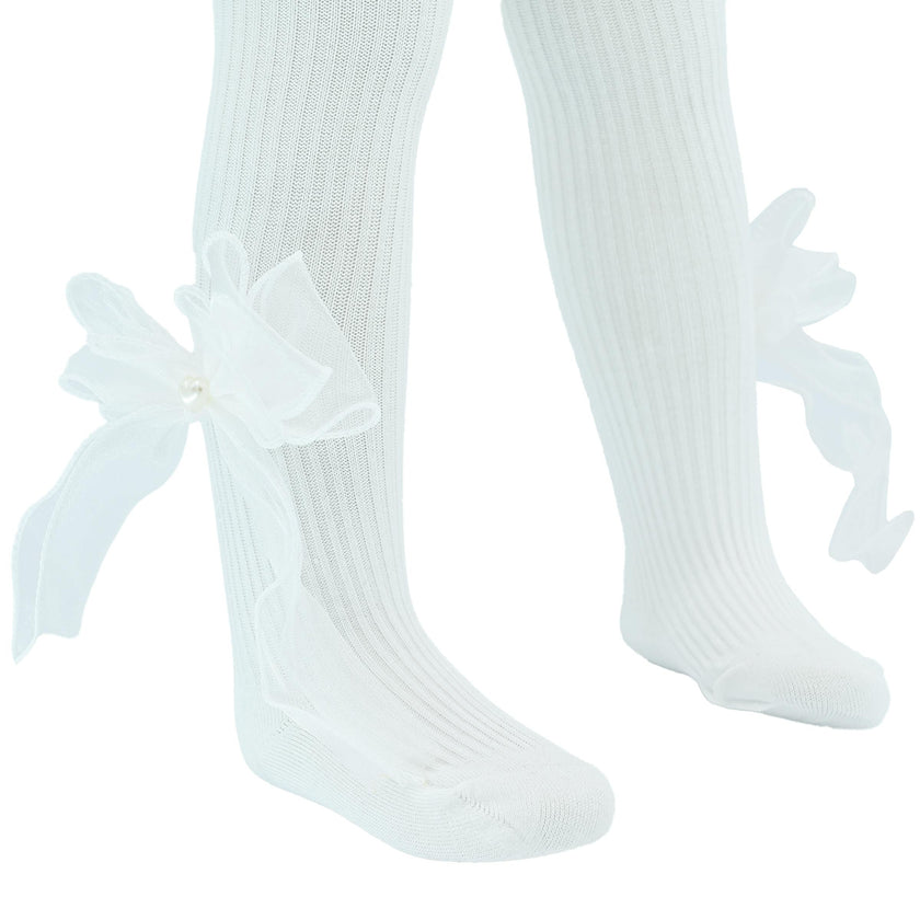 Heart Pearl Ribbon Tights