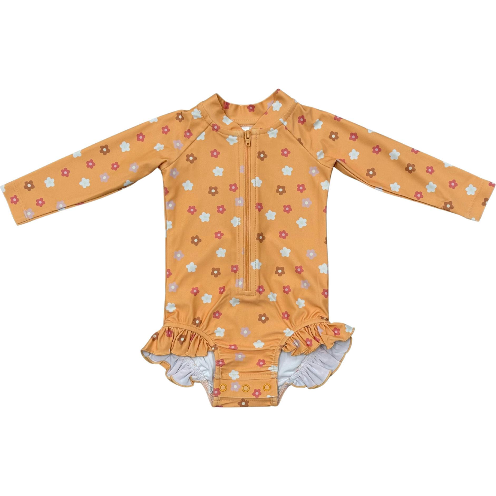 Girl's One-Piece Ruffle Rash Guard Swimsuit