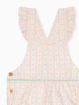 Pink Floral Stripe Ronita Baby Girl Romper Dungarees