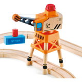Hape: Crossing & Set - 32pc Wooden Train Cargo Railroad Yard