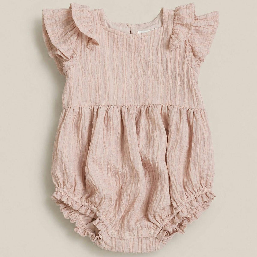 Baby Hattie Romper in Pink Stripes