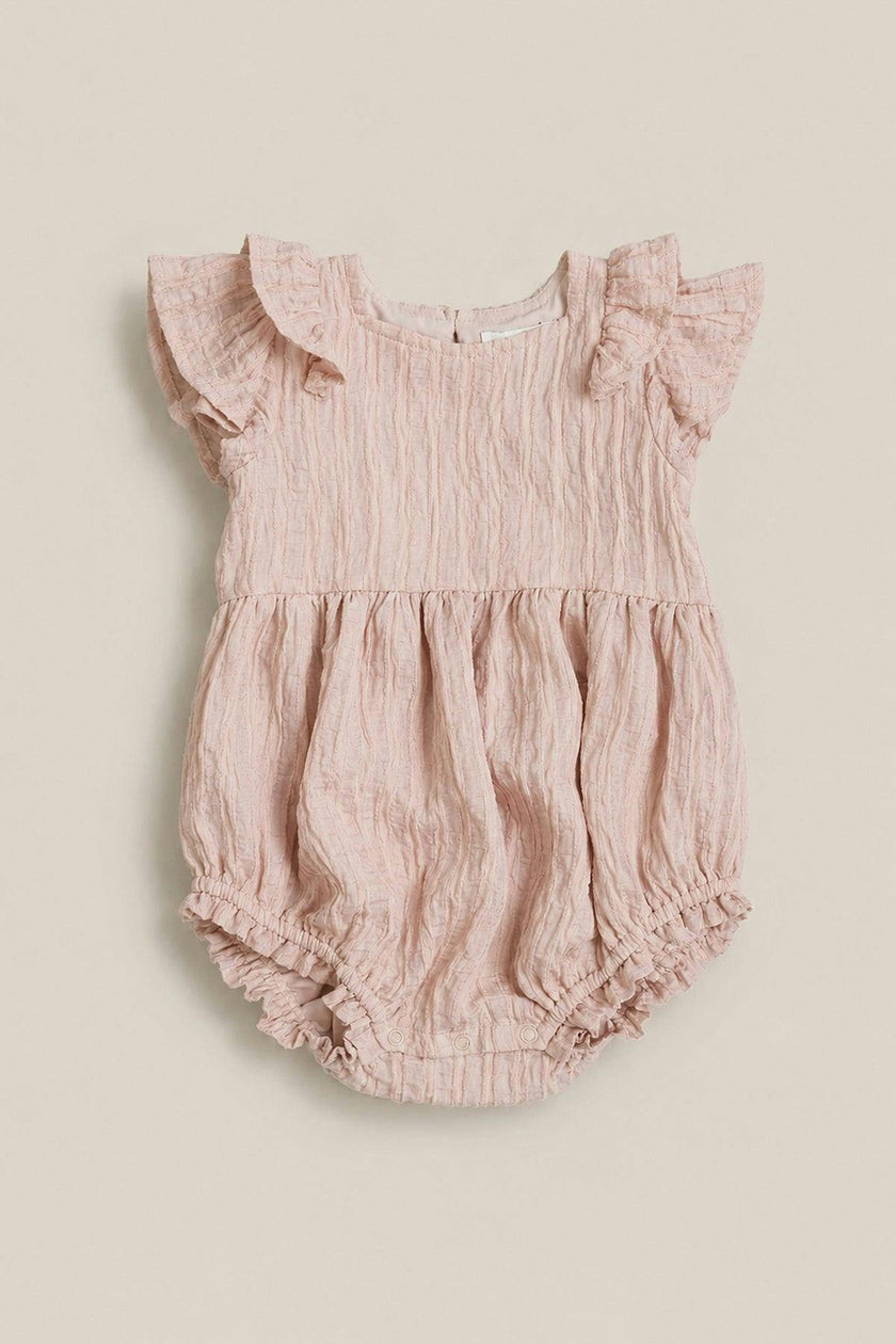 Baby Hattie Romper in Pink Stripes