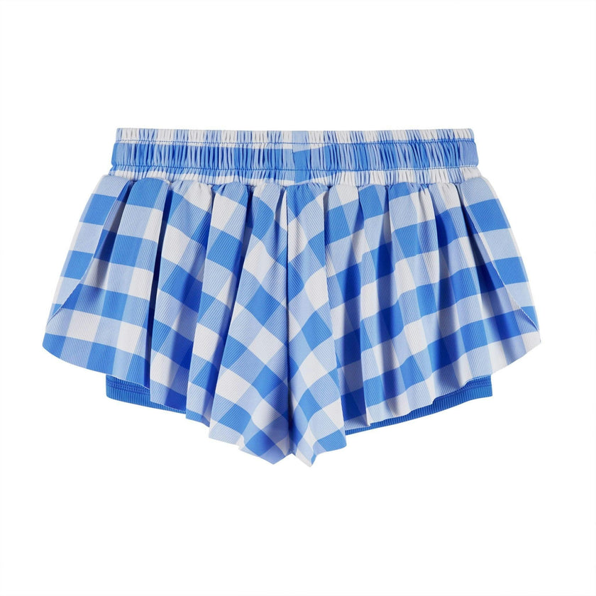 Girls Athletic Short | Blue Gingham