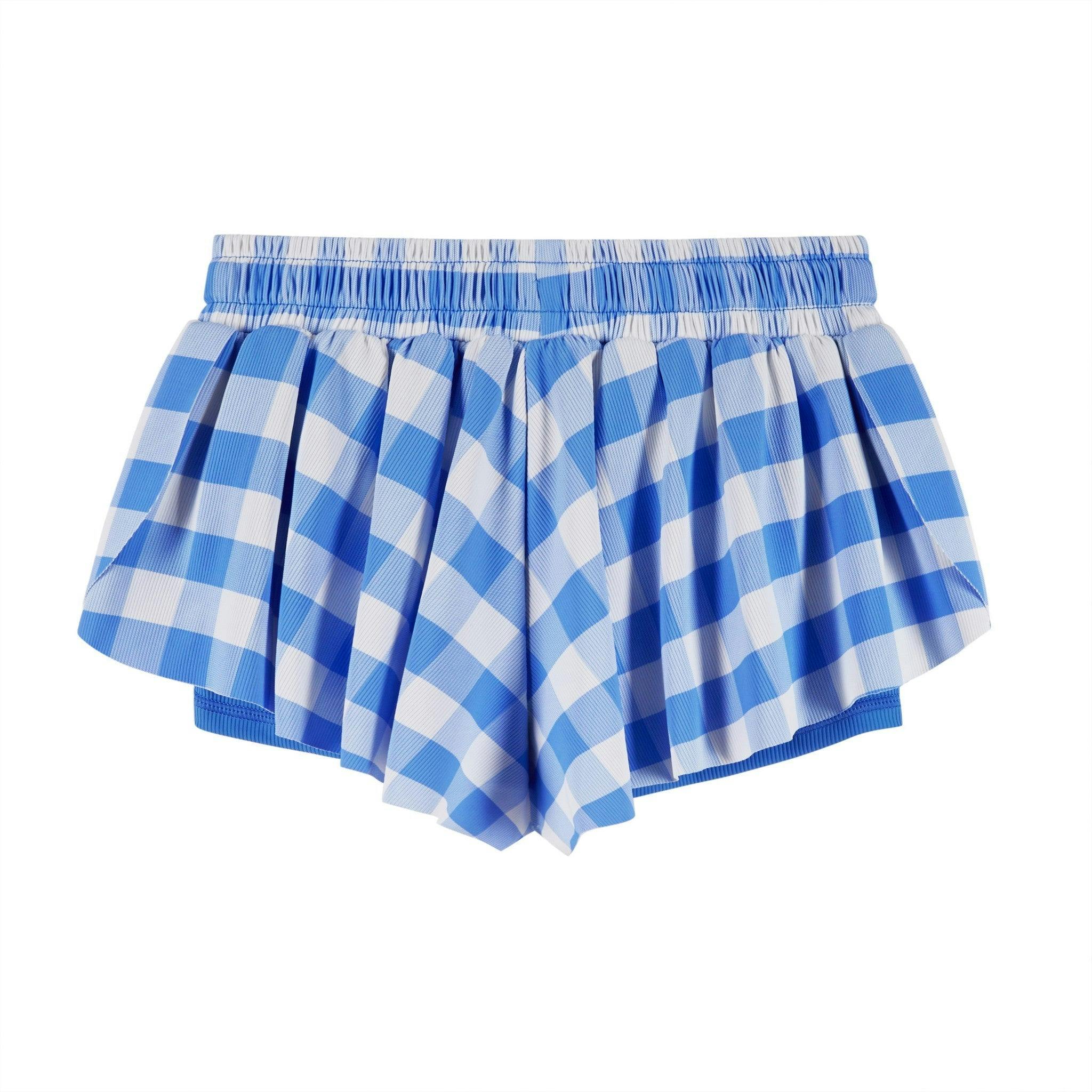 Girls Athletic Short | Blue Gingham