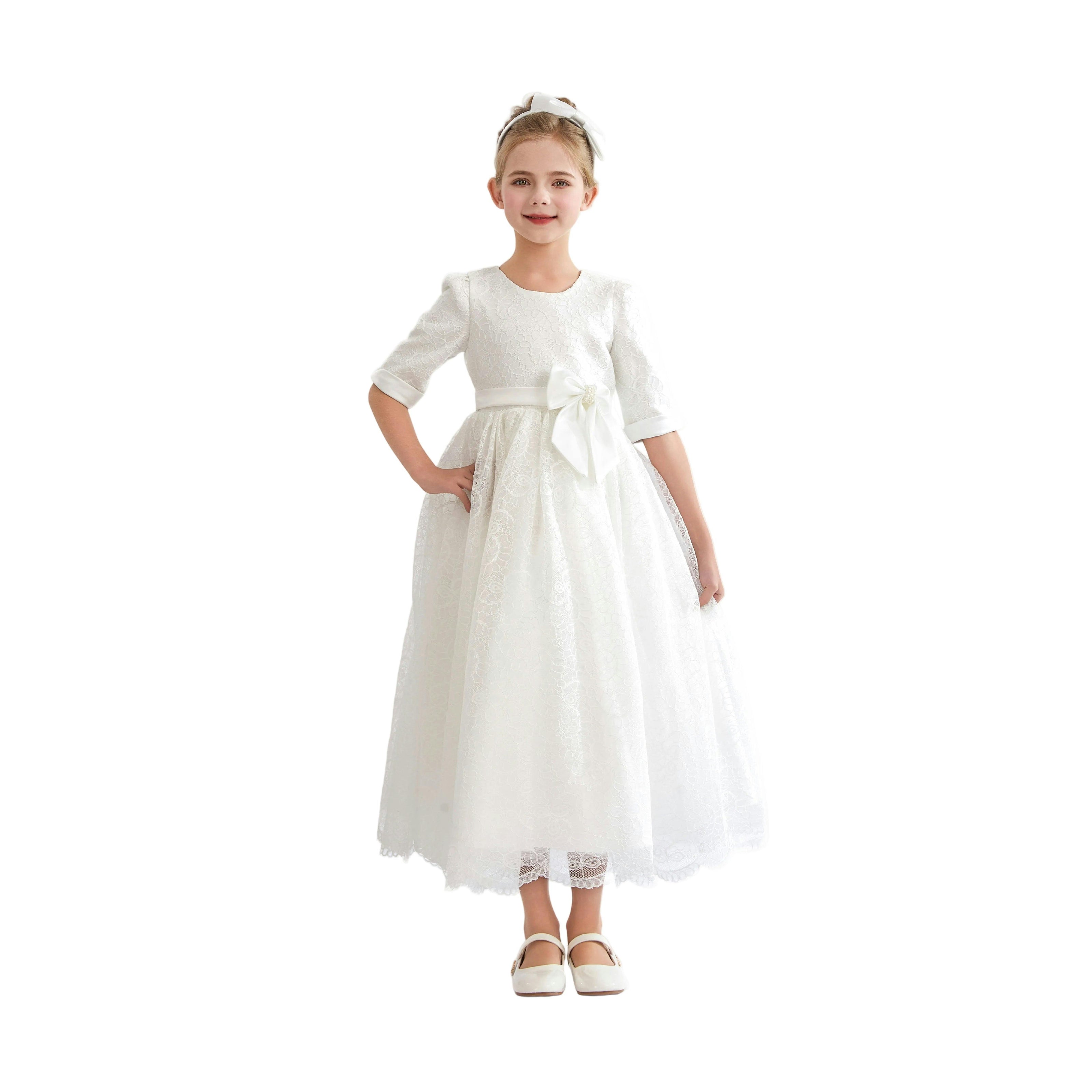 White Shannora Puff Sleeve Formal Dress