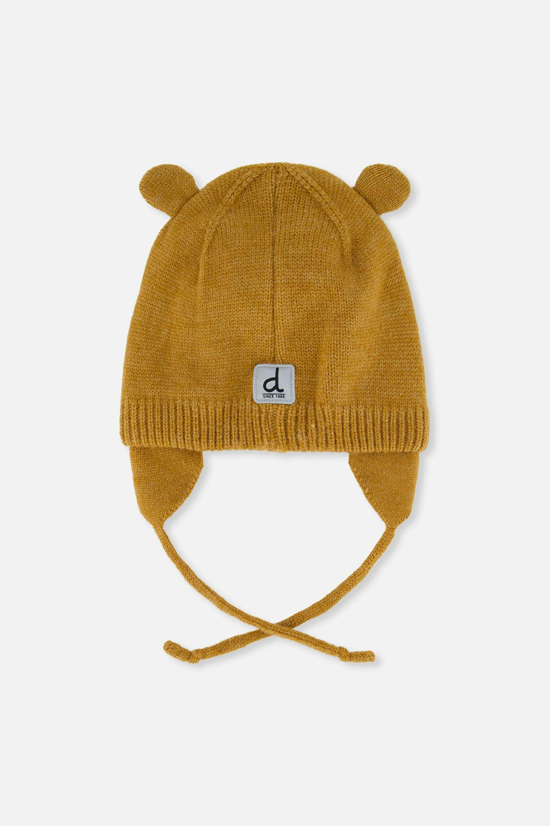 Baby Bear Winter Knit Hat With Ear Flaps And Ears Brown Sugar