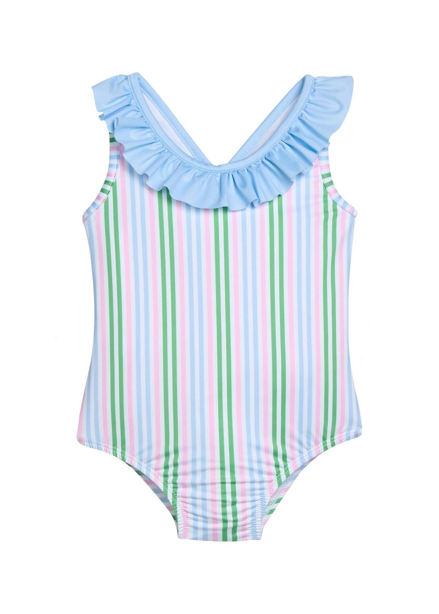 Ruffled One Piece Swimsuit - Summer Stripe