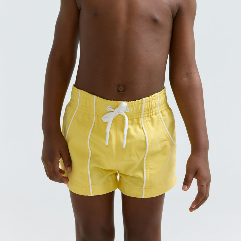 boys soleil yellow panelled boardie