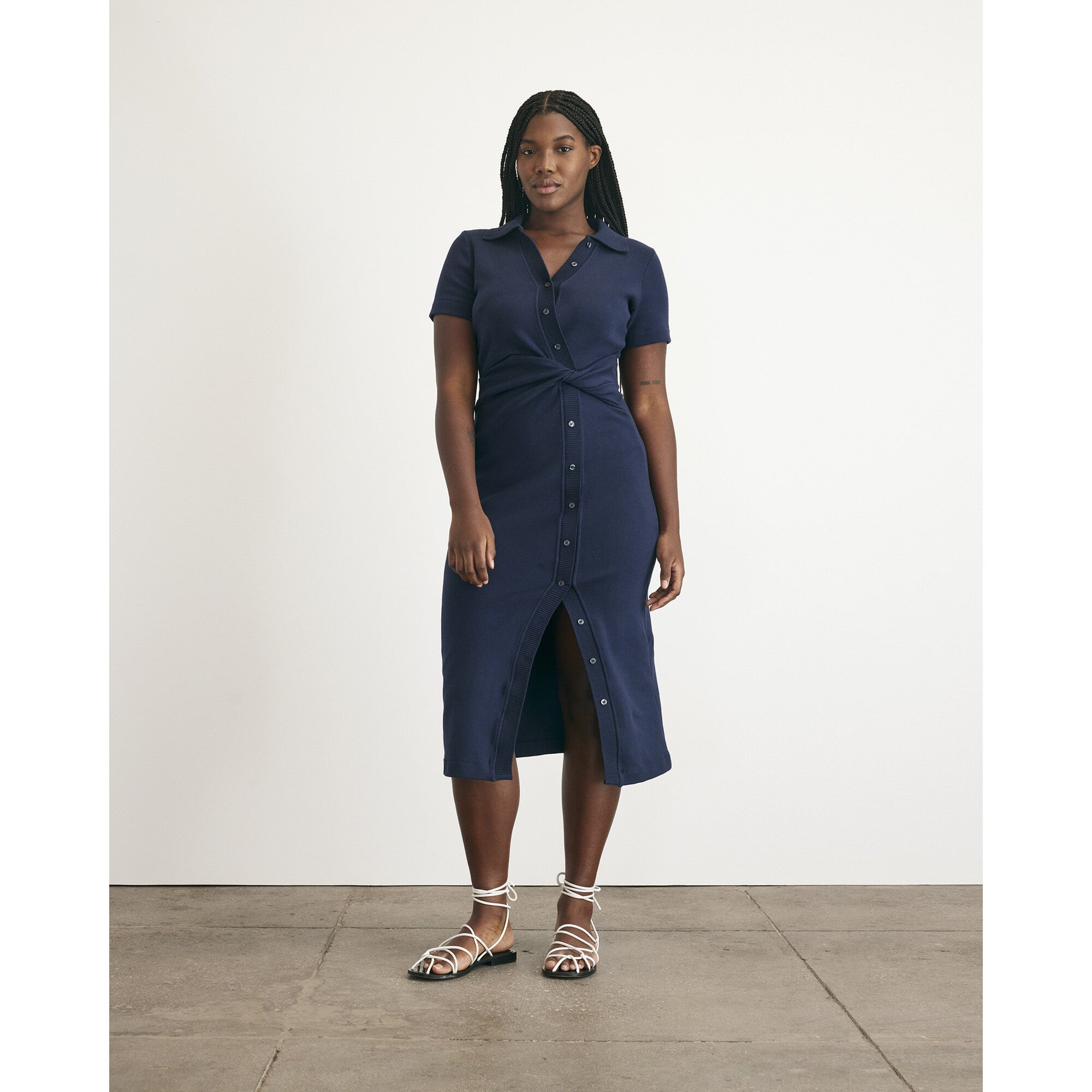 Short Sleeve Ellicot Dress, Navy