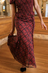 Frida Skirt in Garnet Tinsel Plaid