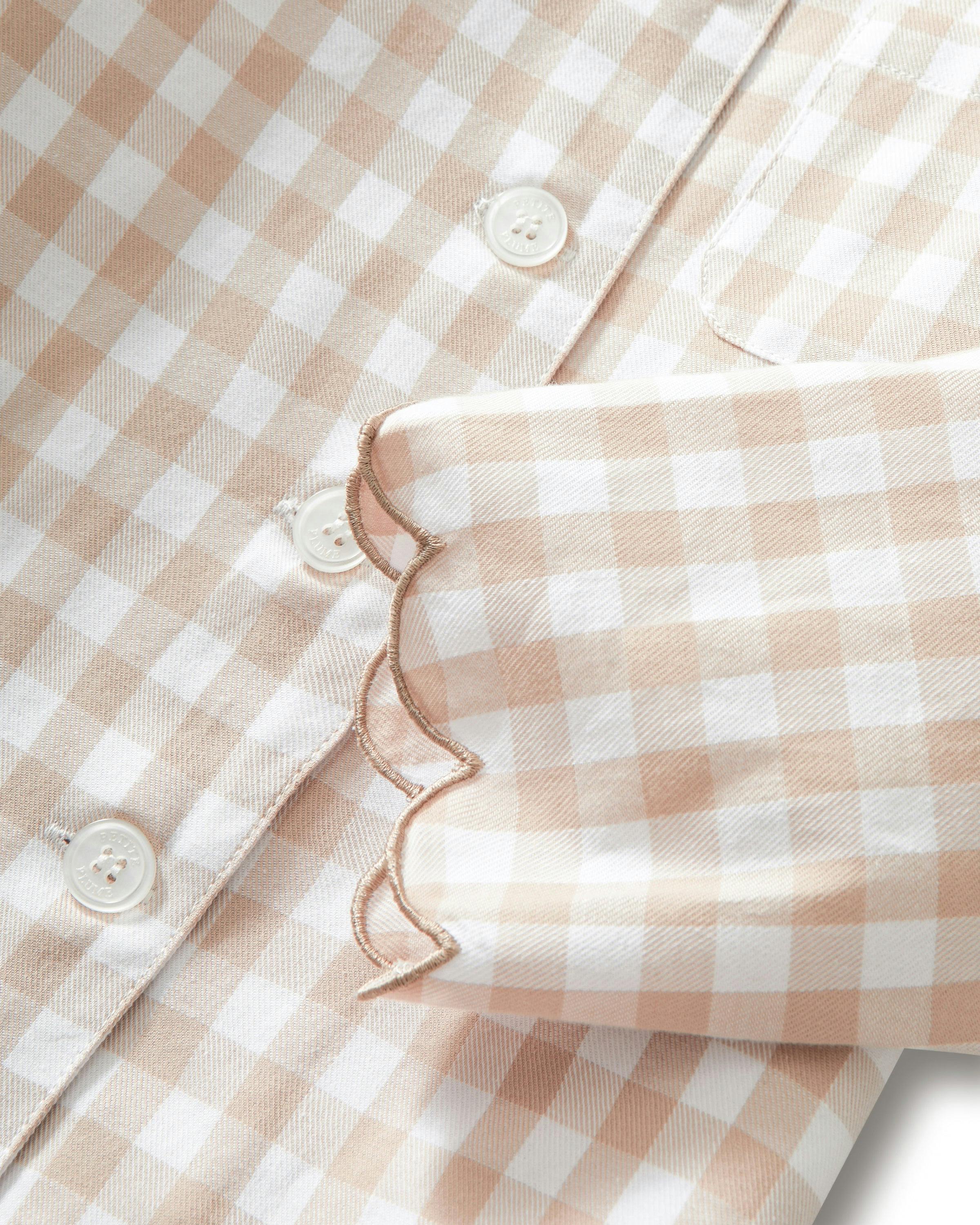 Kid's Twill Colette Pajama Set in Camel Gingham