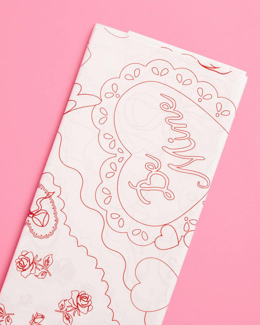 Be Mine Coloring Tablecloth - paper tablecloth