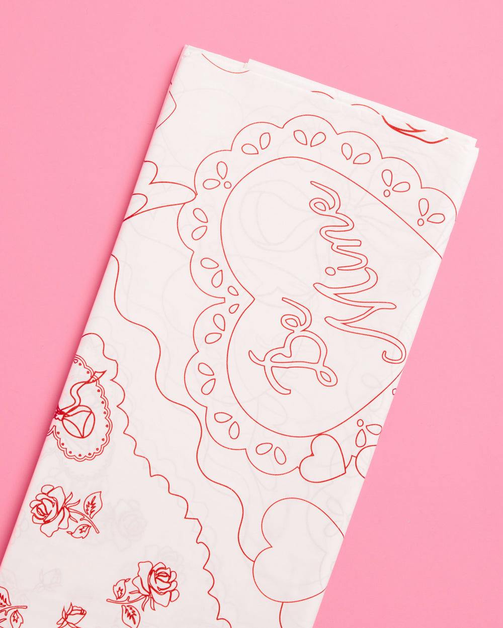 Be Mine Coloring Tablecloth - paper tablecloth