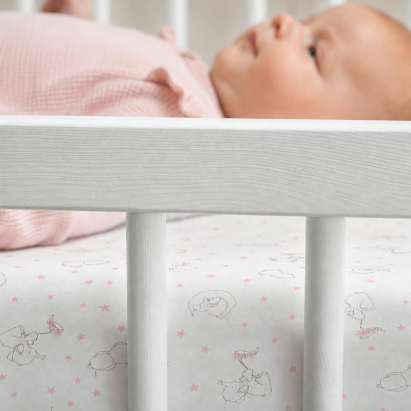 Peruvian Pima Cotton Mini Crib & Pack 'n Play Fitted Sheet – Elephant Rose