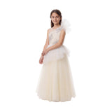 Cream Mirabelle One-Shoulder Embellished Gown