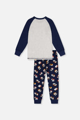 Organic Cotton Two Piece Pajama Set Blue Sushi Print