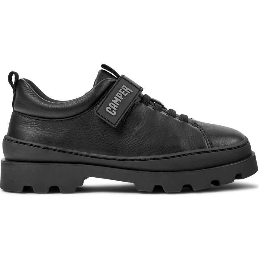 Brutus Velcro Strap Leather Sneakers, Black