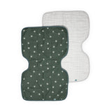 Organic Cotton Muslin Burp Cloth 2 Pack - Sage Suns + Sand Stripe