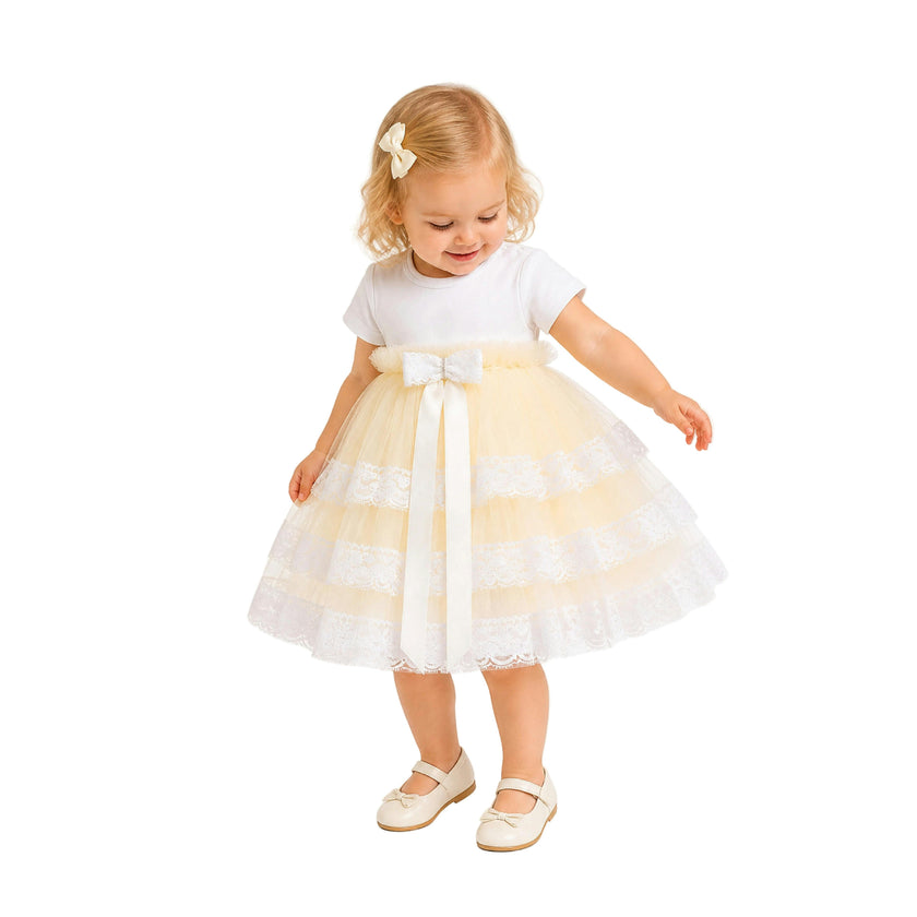 Beige Bella Vina Ruffle Babysuit Dress