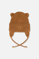 Baby Knit Hat With Strings Brown Sugar