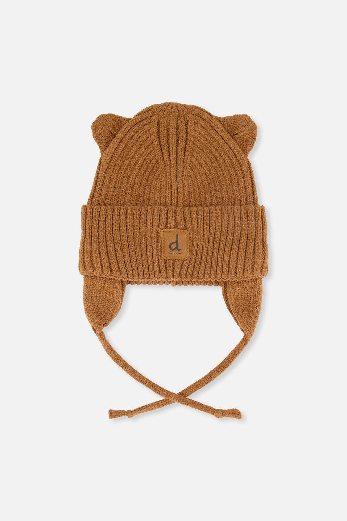 Baby Knit Hat With Strings Brown Sugar