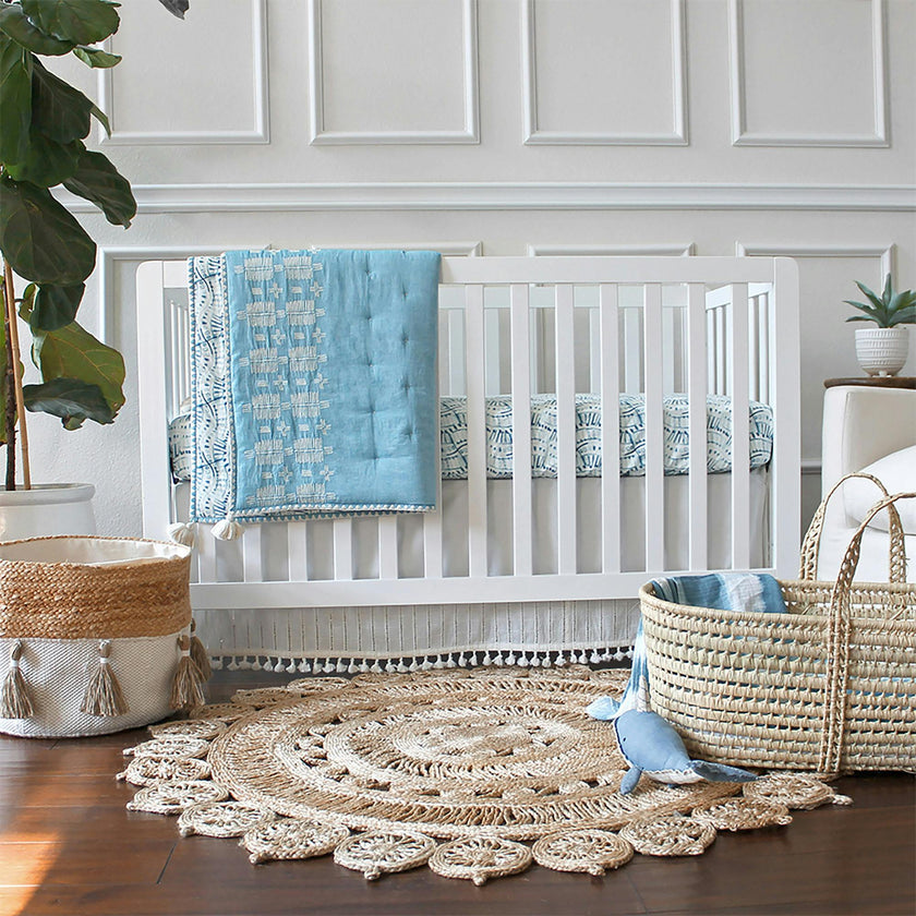 Off-White Boho Tassel Crib Skirt