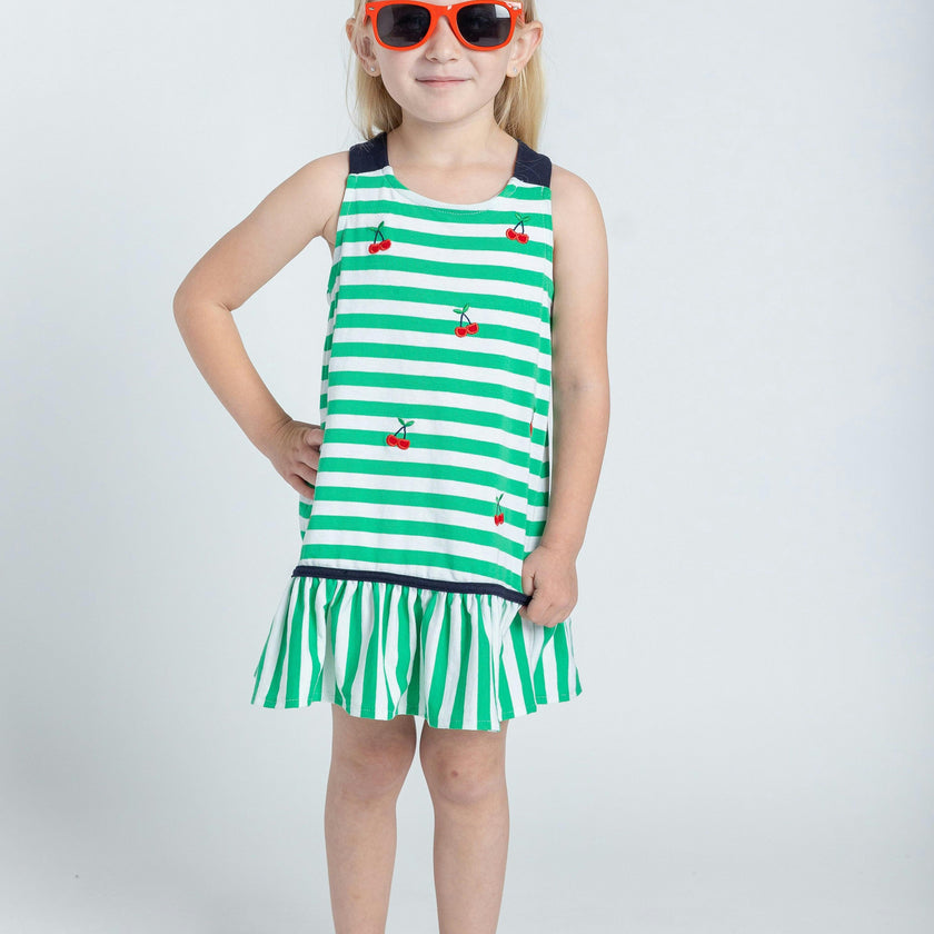 Stripe Knit Dress With Cherries