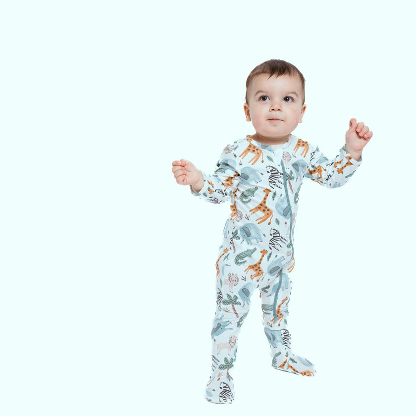 Zipped Long Sleeve Footed Onesie