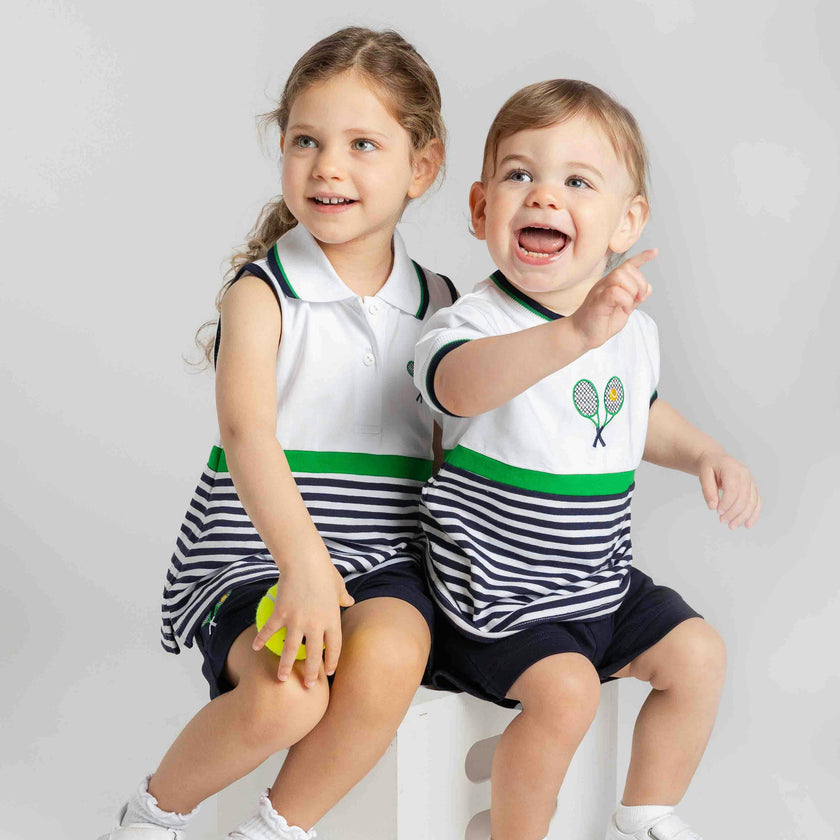 Knit Short Set with Tennis Rackets