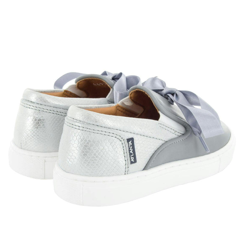 Leather & Lace Slip On Sneakers, Grey