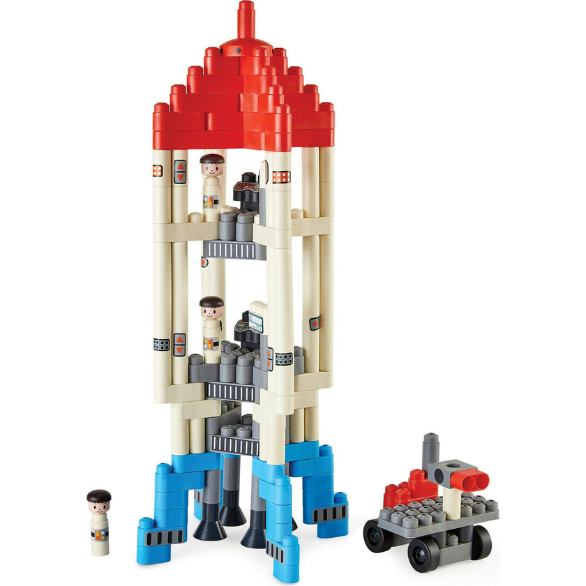 Hape: PolyM: Adventure Rocket&nbsp;- Red-Blue-White - 138pc Building Block Toy Set