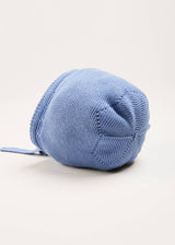 Openwork Knitted Bonnet in Blue (S-L)