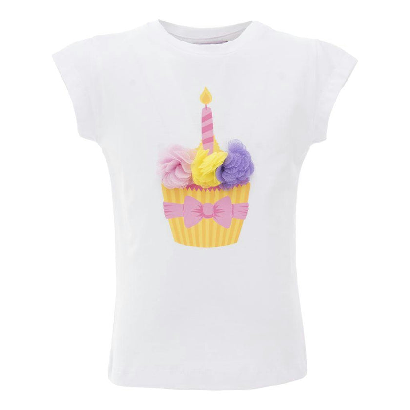 White Birthday Cupcake N Candle T-Shirt