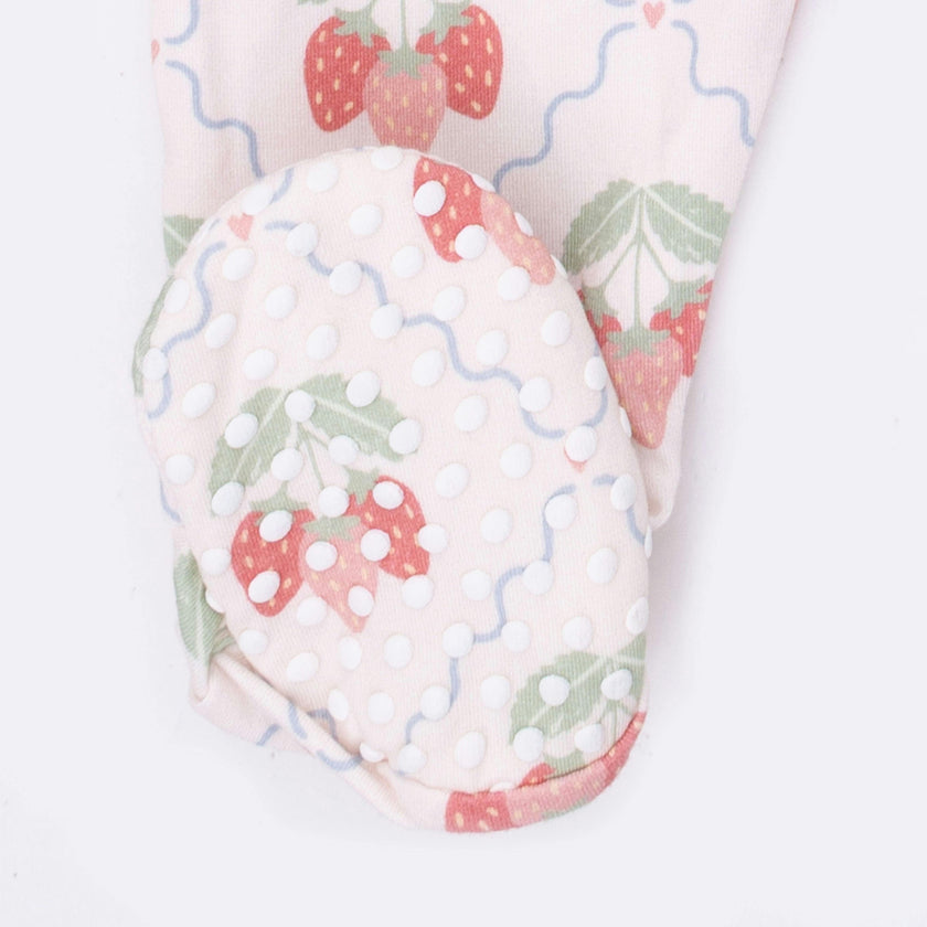Sweet Strawberries - 2 Way Ruffle Back Zipper Footie