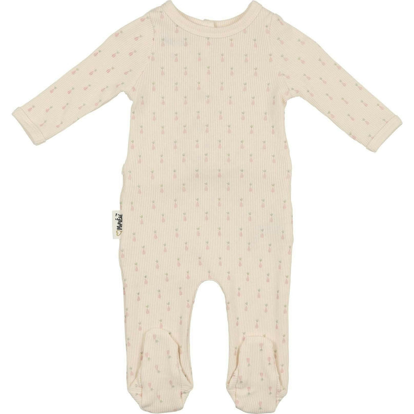 Ribbed Pineapple Footie and Beanie Set