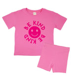 Happy Face "BE KIND" Message T-Shirt and Short Set Kids
