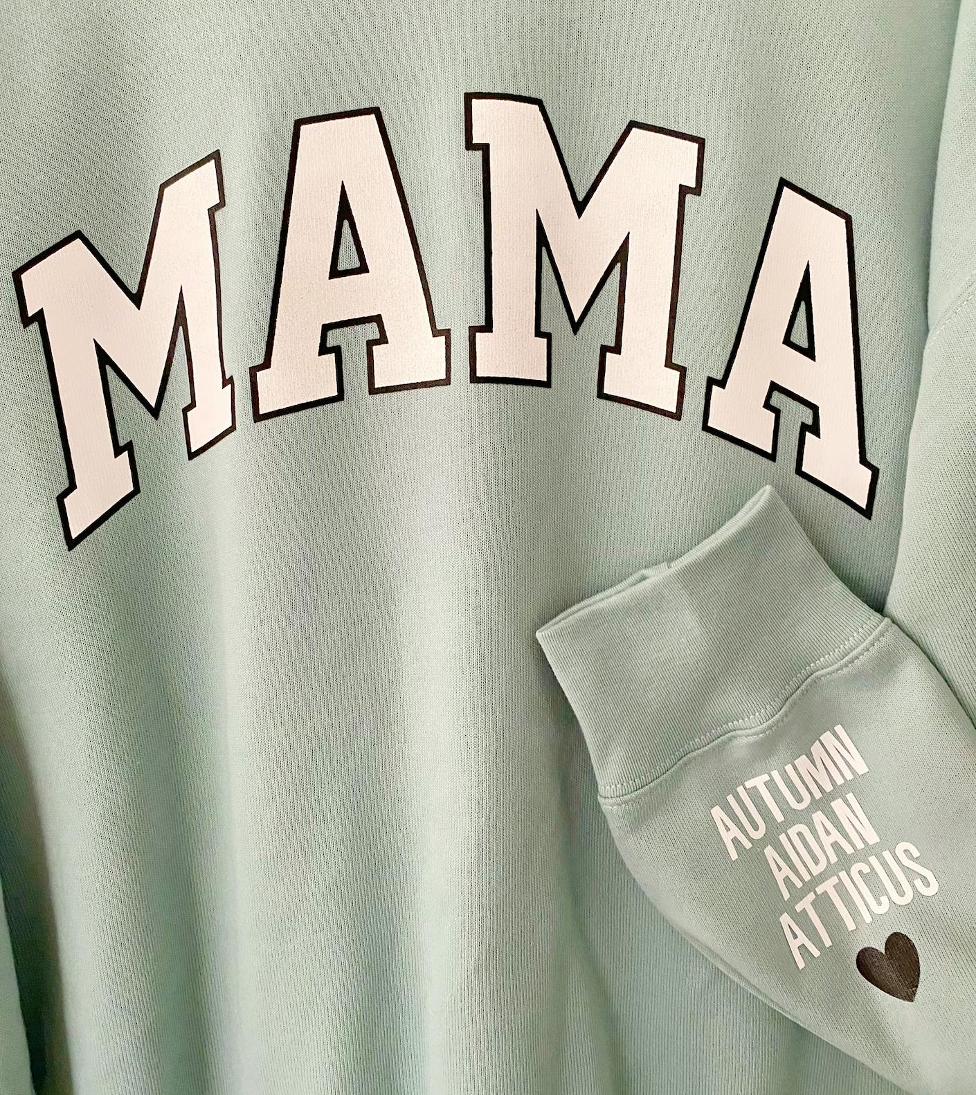 Mama Personalized Love on the Cuff Sweatshirt, Seafoam