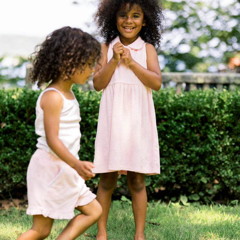 girls pink ruffle french terry short