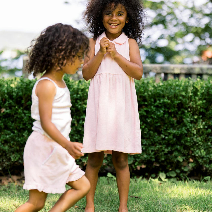 girls pink ruffle french terry short